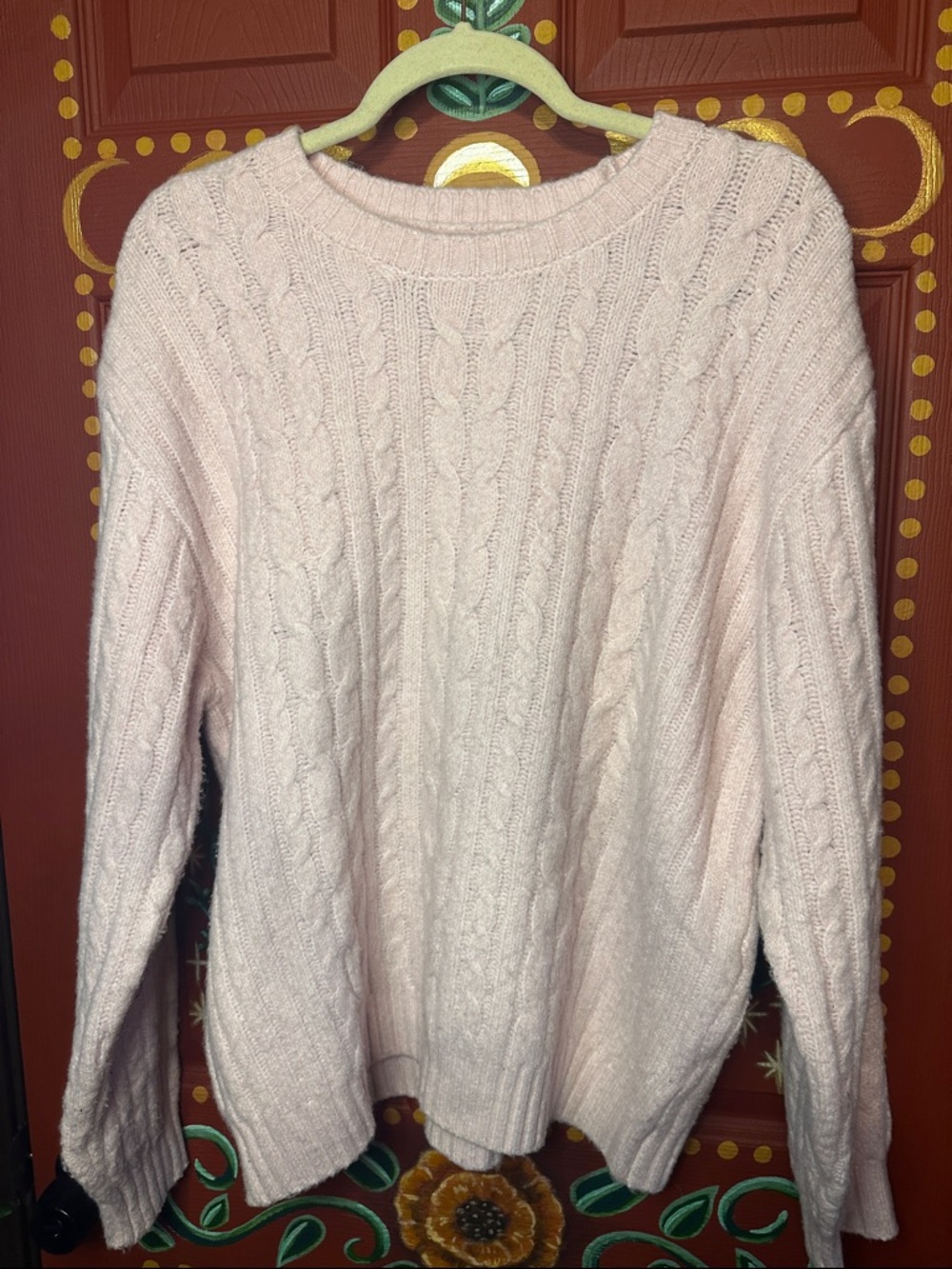☁️✨cloud chaser✨☁️ Hollister Pale Pink Cable Knit Crewneck Sweater
